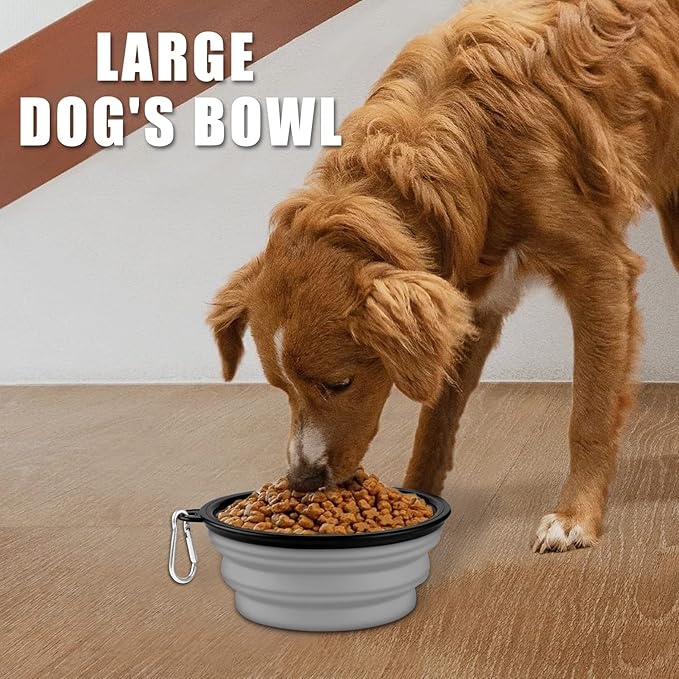 Collapsible Dog Bowls-2 Pack Large Size for Large/Medium Dogs, Pet Travel Water Bowl, Dogs Cat Portable Water Bowl, Dog Pet Feeding Watering Dish Outdoor Hiking Parking Traveling with 2 Carabiners