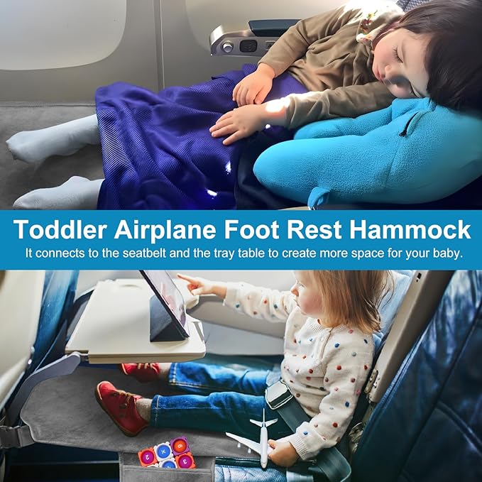 Toddler Airplane Bed & Travel Essentials - Kids Airplane Seat Extender, Portable Plane Bed for Flights