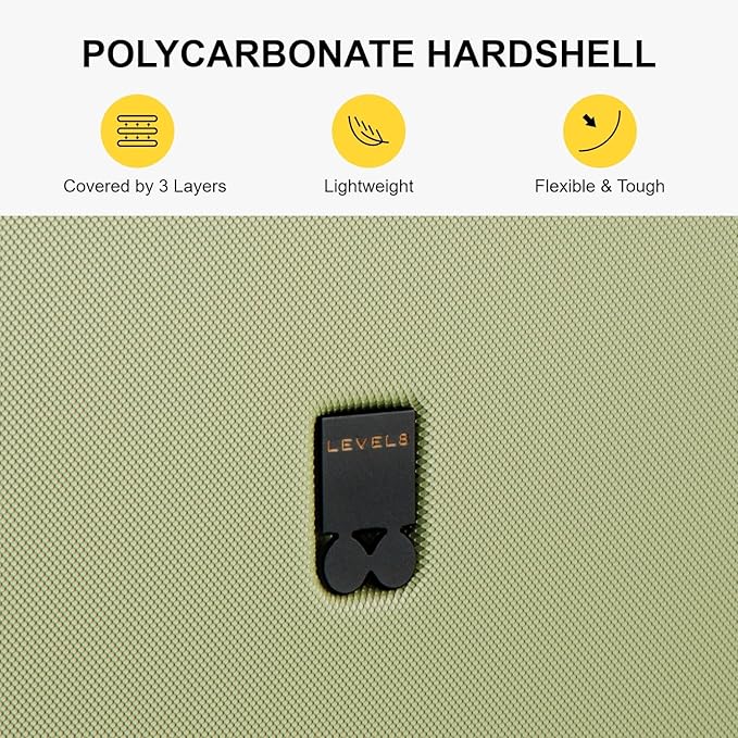 LEVEL8 Carry on Luggage Airline Approved, Small Carry on Suitcases with Wheels, Lightweight Hardside Textured Luggage for Travel, Tsa Approved, 20-Inch, Pickle Green