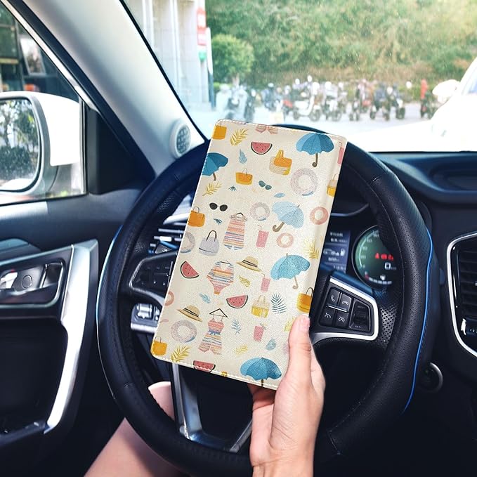 Bolaz Cute Car Registration and Insurance Holder Leather Vehicle Document Glove Box Organizer for License Cards Accessories