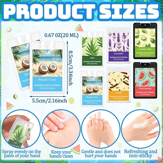 6 Pack Hand Sanitizer Spray Bulk Travel Size Hand Sanitizer Spray Mini Hydrating Pocket Gifts for Coworker Staff Teacher Holiday Favor(Black and White,Vivid)