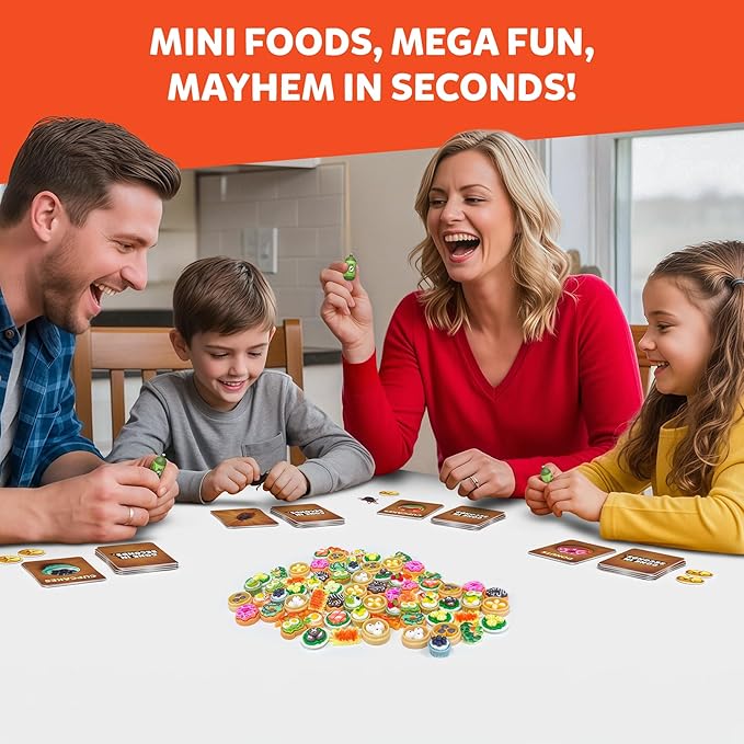 Gone in Seconds - Fast-Paced Mini Food Game for Kids, Teens & Adults, Quick Reflex Family & Party Board Game, Hilarious Food Grab Challenge, Replayable Fun, Gift for Ages 6, 7, 8 & Up, 2–5 Players