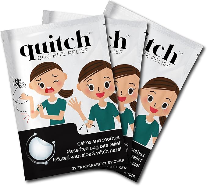quitch Bug Bite Patches 3x27ct, Natural Itch Relief Stickers for Kids & Baby, Anti-Itch Cream Alternative, Mosquito bite Treatment, Summer Travel & Camp Essentials, Soothing After bite Patches