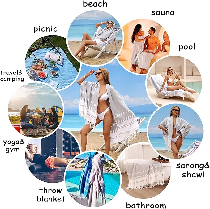 Beach Towel 2 Pack,Sand Free Beach Towels Oversized 39 x 72,Turkish Beach Towel Quick Dry,Lightweight Pool Towels for Adults Diamond Travel Towel,Cool Beach Essentials