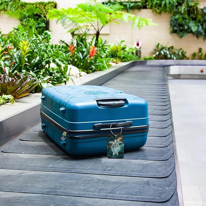 2 Pack Luggage Tag for Suitcase Liquid Marble and Turtle Leather Suitcase Tags with Privacy Name ID Label and Stainless Steel Loop for Travel Bag