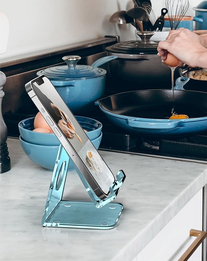 TOPGO Acrylic Cell Phone Stand, Clear Phone Holder for Office Desk, Vanity, Kitchen Counter, Bedside Table, Compatible with iPhone 17 16 15 14 13 12 11 Pro Max Plus, Smartphones, iPad, Switch, Kindle