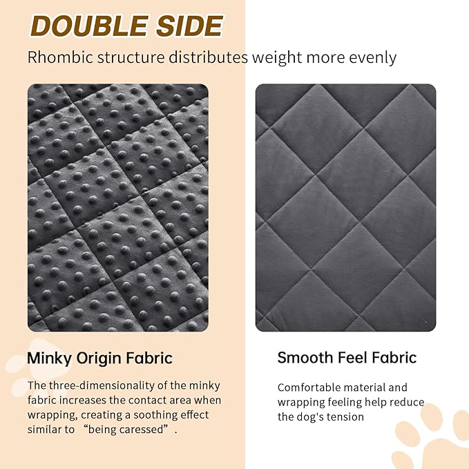 yescool Weighted Blanket for Dogs, 5 lb Thunder Blankets Shirt for Dogs, 36 x 48 inch Medium Puppy Blanket for 45-60lb, Weighted Pet Blankets for Thunderstorms, Fireworks and Construction Noise, Grey