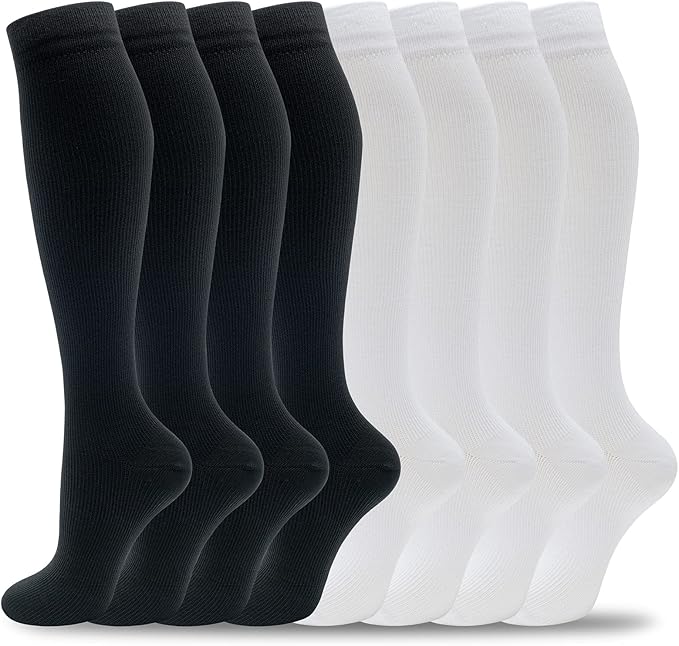 fenglaoda 8 Pairs Compression Socks for Men & Women 20-30 mmHg Knee High Nurse Pregnant Running Medical and Travel Athletic