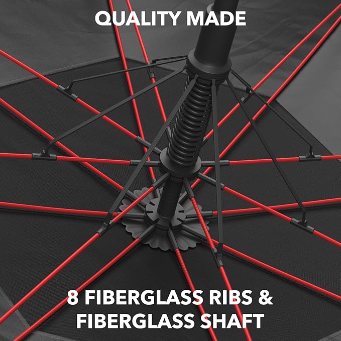 Repel Umbrella Extra Large Windproof Golf Umbrella - Covers 2 People - 60" Wide Vented Double Canopy with Reinforced Fiberglass Ribs, Waterproof Coated Canopy