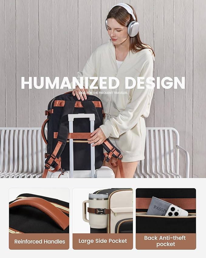 LOVEVOOK 50L Travel Backpack for Women & Men - 18 Inch Carry On Backpack & Personal Item Backpack for Airlines, Spacious and Durable Design, with 3 Packing Cubes