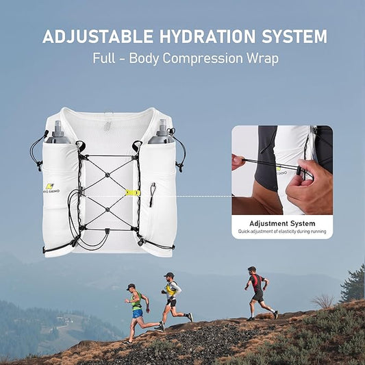 N NEVO RHINO Running Hydration Vest with 1.5L Water Bladder & Dual 500ml Soft Flask for Men Women,Adjustable Lightweight 5L Water Backpack for Hiking Trail Running Marathon Cycling