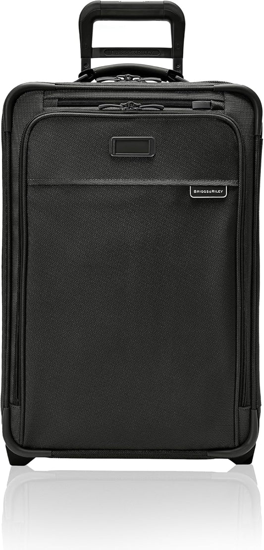 Briggs & Riley Essential 22" 2-Wheel Expandable Carry On - Luggage for Travel, Suitcases with Wheels, Softside Rolling Bag for Men & Women, Self-Repairing Zipper - Baseline Collection, Black