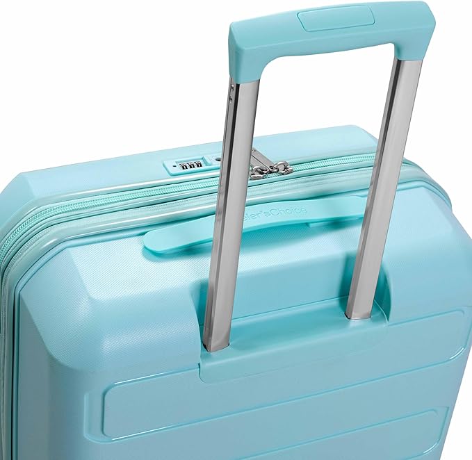 Traveler's Choice Pagosa Indestructible Hardshell Expandable Spinner Luggage, Baby Blue, 22-Inch Carry-on