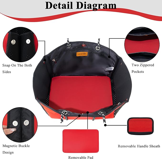 QOGiR Neoprene Multipurpose Beach Bag Tote with Inner Zipper Pocket … … … …