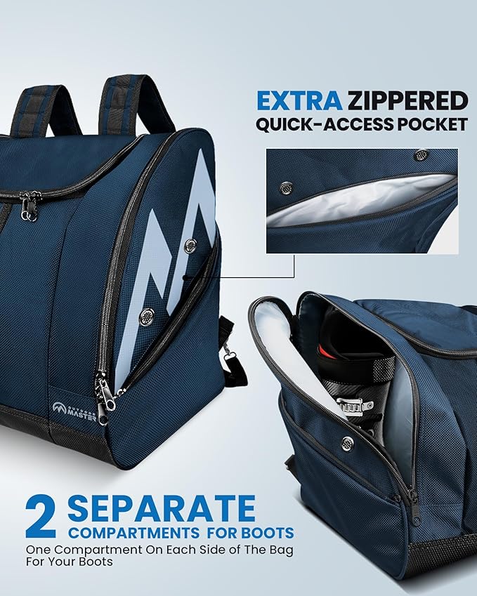 OutdoorMaster Boot Bag - 50L Ski Boots and Snowboard Boots Bag, Excellent for Travel with Waterproof Exterior & Bottom - for Men, Women and Youth