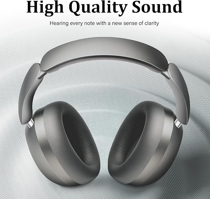 Wentronic Y04 Bluetooth Headphones Active Noise Cancelling Wireless Over Ear Headphones 48 Hours Playtime High Sound Quality Foldable Headphones with Soft Ear Cushion for Travel - Grey