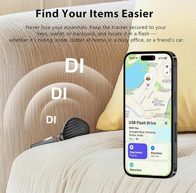 Air Tracker Tags - 2 Pack, Smart Bluetooth Tracker Tag & Finder Item Locators Works with Apple Find My, 100dB Sound, Item Finder for Keys, Bags, Luggage, Wallet, Backpack, Pet(iOS Only)