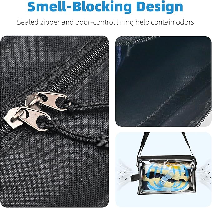 Smell-Proof Soccer Cleats Bag for Men, Soccer Shoe Bag with Shoulder Strap & Luggage Sleeve, Clear Front, Water-Resistant & Odor-Control Sports Travel Gear Organizer(1 PACK)