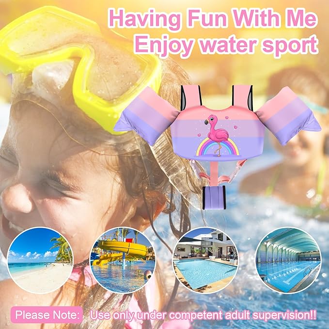 Chriffer Kids Swim Vest Life Jacket for 30-55 Pounds Boys and Girls, Toddler Floaties with Shoulder Harness Arm Wings for 2,3,4,5,6,7 Years Old Baby