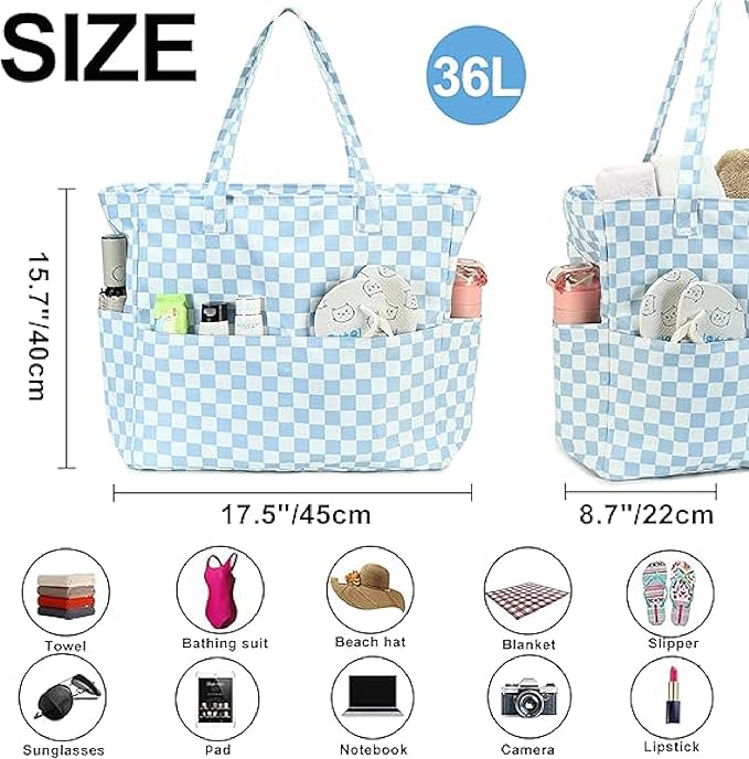 Bluboon Waterproof Beach Tote Pool Bags for Women Ladies Extra Large Carry On Bag With Wet Compartment for Weekender Travel