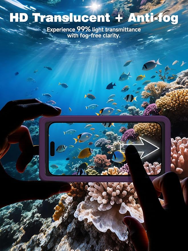 Waterproof Phone Pouch Case 7.5", 2025 Upgraded IPX8 Waterproof Phone Case for Snorkeling, Universal Fit for iPhone 16 Pro Max 15 14 13, Galaxy S25, Beach Vacation Essentials (Purple)