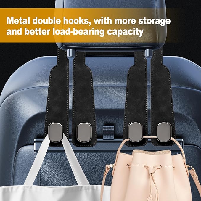 Car Purse Hook Purse Hook for Car Seats Headrest Car Seat Hooks,Heavy Duty Vehicle Organizer for Handbags, Groceries, Purses, Keep Car Tidy (Black, 2 Pack)