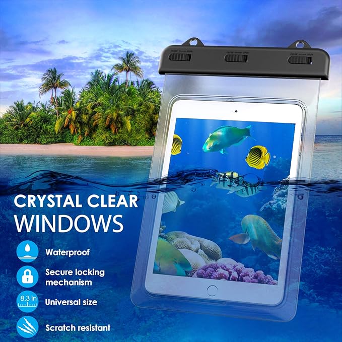 MoKo Waterproof Case, Dustproof Tablet Case Compatible with iPad mini 6 2021, iPad mini 5/4/3/2/1, Galaxy Tab A 8.0/8.4, Tab A7 Lite 8.7, Tab E 8.0, Huawei MatePad M5/T8 up to 8.3 Inches - Clear