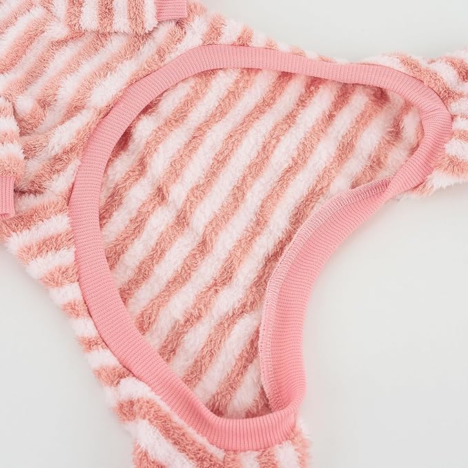 XPUDAC Stripe Dog Sweater Fleece Dog Pajamas Winter Pet Clothes for Small Medium Dogs Girl Boy Doggy Apparel for Cold Weather, XS