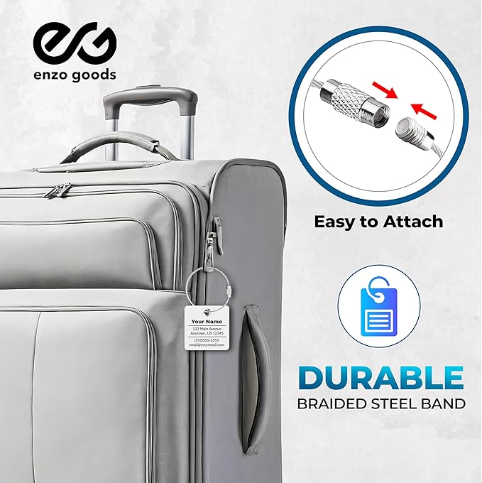 Personalized Luggage Tag | 3 Pack | Custom Luggage Tags for Suitcases | Kids Backpack Tag | 10 Color Options & Choose Font, Font Color