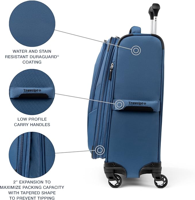 Travelpro Maxlite 5 Softside Expandable Carry-On Luggage with Spinner Wheels, Lightweight, 21-Inch —Ensign Blue
