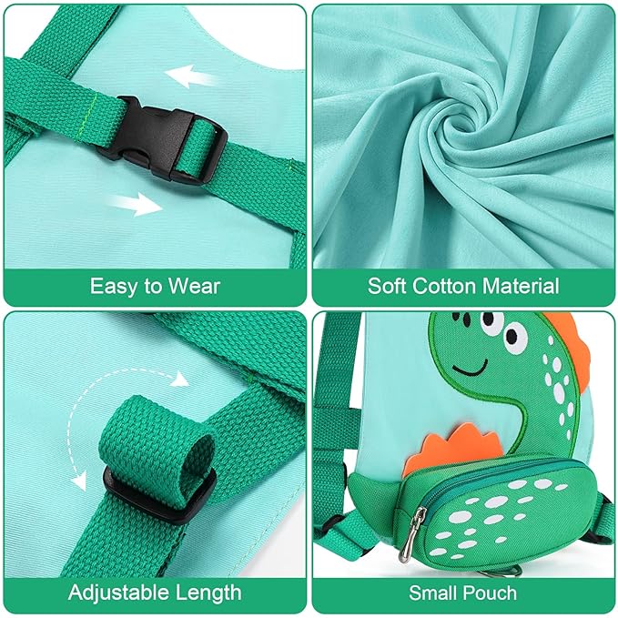 Accmor 3 in 1 Toddler Harness Leash + Baby Anti Lost Wrist Link, Cute Dinosaur Kids Safety Harness Tether, Kids Walking Wristband Assistant Strap Belt for Parent Boys Outdoor Activity (LightGreen)