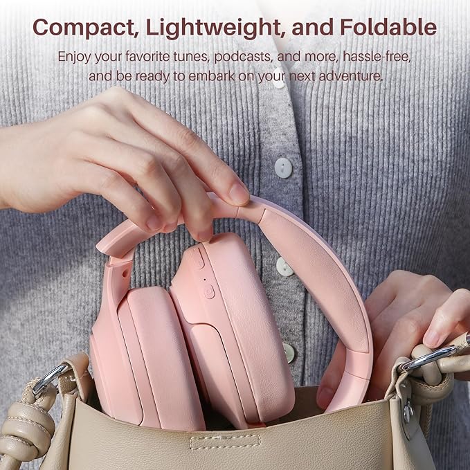 TOZO HT2 Hybrid Active Noise Cancelling Headphones, Wireless Over Ear Bluetooth Headset, 60H Playtime, Hi-Res Audio Custom EQ via App Deep Bass Comfort Fit Ear Cups, for Home Office Travel