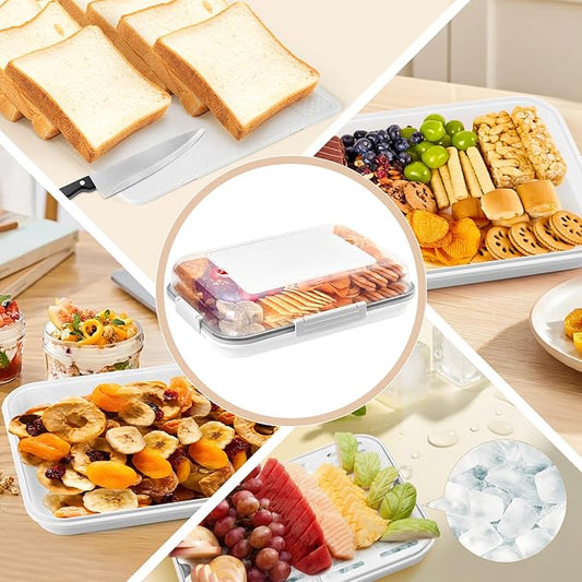 Food storage container with transparent lid Portable travel cheese board Housewarming gift Kitchen cutting board with vegetable tray Snack and fruit platter for entertaining guests