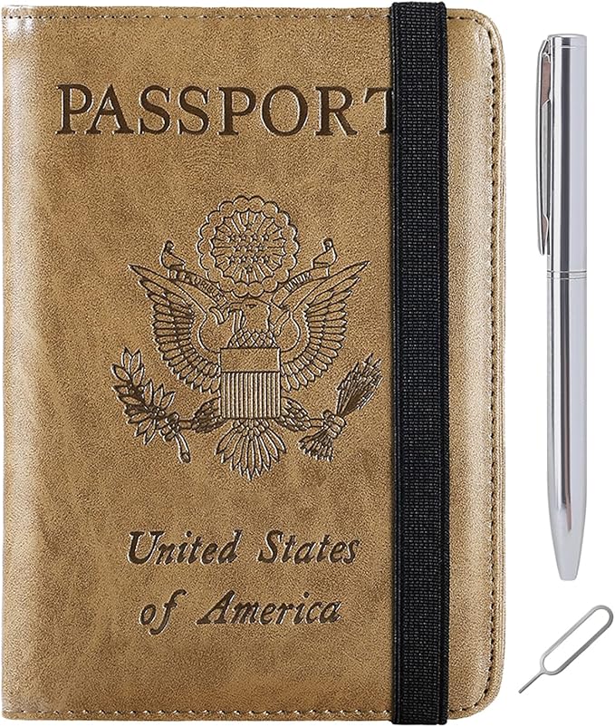 Passport Holder Cover Wallet Travel Essentials RFID Blocking Leather Card Case International Must Haves Travel Accessories for Women Men(113#Brown)