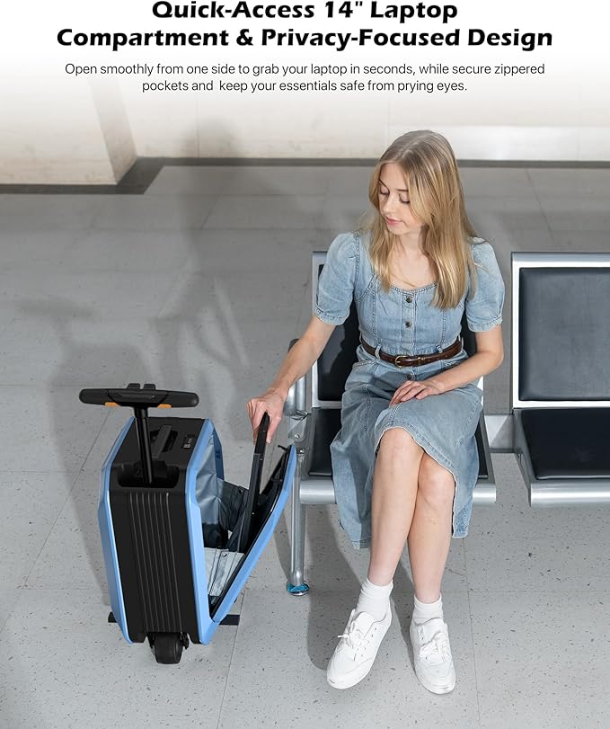 AOTOS Rideable Electric Luggage – 22" App-Controlled Ride-On Carry-On with Inline Skate Wheels, TSA-Approved Hardshell, Zipperless Design (22x14x9 Inches)