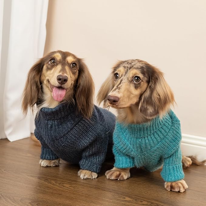 Fitwarm Turtleneck Knit Dog Sweater, Thermal Dog Winter Clothes for Small Dogs Boy Girl, Cozy Sweaters for Dogs, Doggy Pullover Jumper, Pet Outfit, Heather Navy Blue, XL