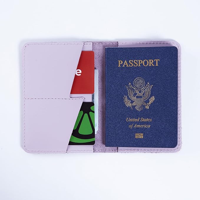 INCARNE US Passport Cover Clear - Travel Passport Wallet - Leather Passport Holder for Women Men Family with Card Slots & Note Compartmen - Sleeve Protector - Genuine Leather - Classic Fuchsia