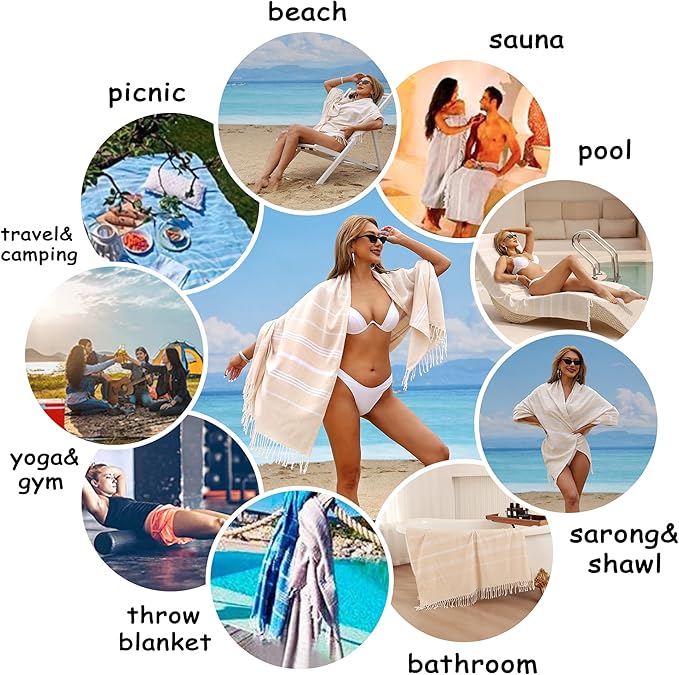 Beach Towel 2 Pack,Sand Free Beach Towels Oversized 39 x 72,Turkish Beach Towel Quick Dry,Lightweight Pool Towels for Adults Travel Towel,Cool Beach Essentials