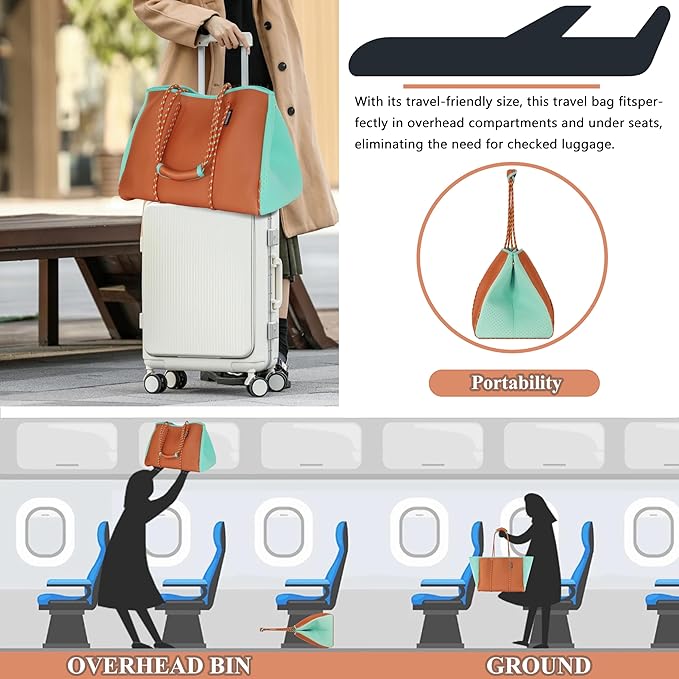 QOGiR Neoprene Multipurpose Beach Bag Tote with Inner Zipper Pocket … … … …