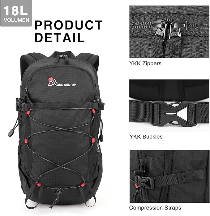 MOUNTAINTOP 18L/25L/40L Hiking Backpack,Lightweight Travel Backpack with Rain Cover for Outdoor Backpacking, Camping