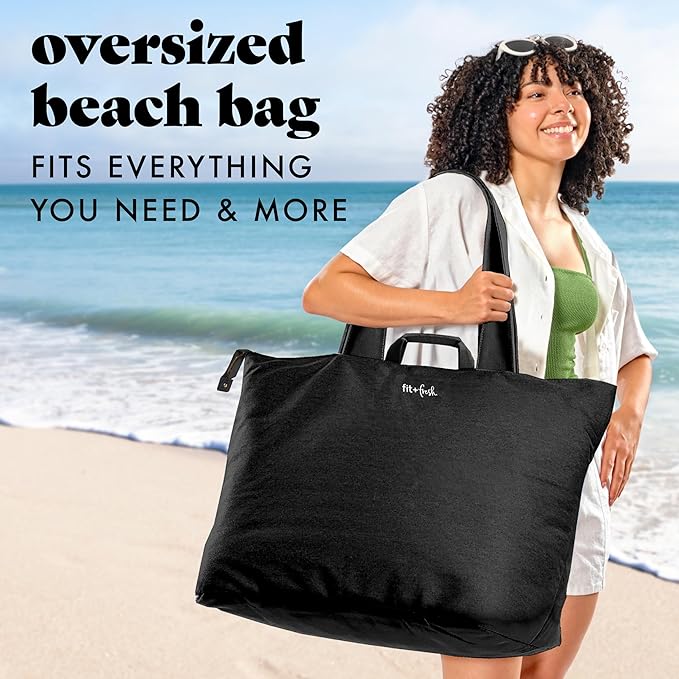 Fit & Fresh Large Beach Bag for Women - Extra Large Travel Tote With Pockets