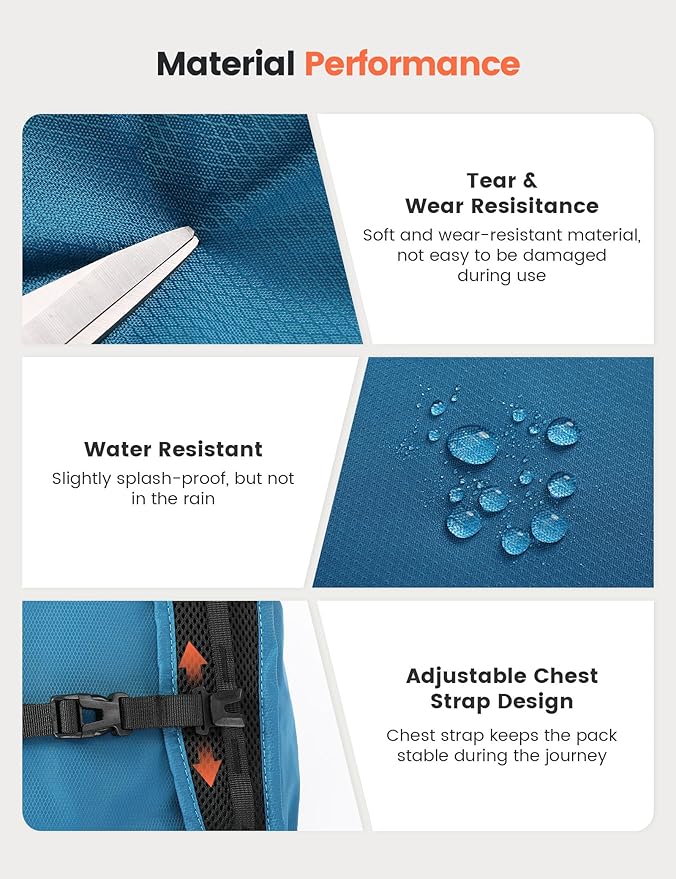 SKYSPER 16L Hiking Backpack Lightweight Small for Women Men, Foldable Packable Daypack - Travel Camping Backpack, Outdoor Hiking Bag (Blue)