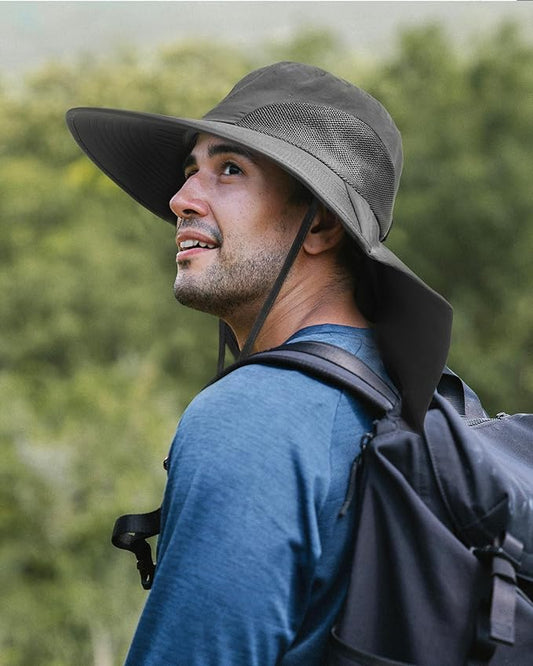 Camptrace Sun Hats for Women Men UPF 50+ UV Protection Wide Brim Hiking Fishing Hat with Neck Flap