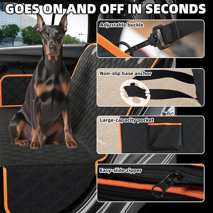 Dog Car Seat Cover for Back Seat, Sturdy Backseat Extender for Dogs,New Scratch Resistant, Anti Slip Portable Dog Hammock,Suitable for Cars and SUVs,Car Travel Pet Bed (S)