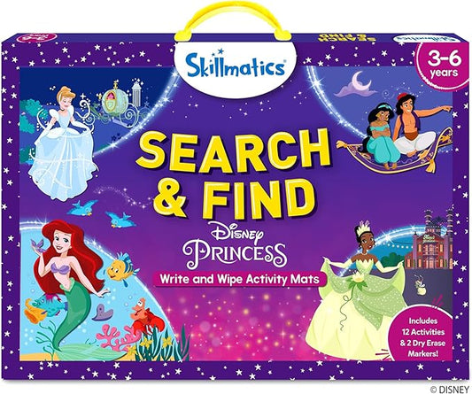 Skillmatics Search and Find Disney Princess Educational Game - Reusable Preschool Learning Activities, Christmas Toys, Art & Crafts, Gifts for Toddlers & Kids of Ages 3, 4, 5, 6