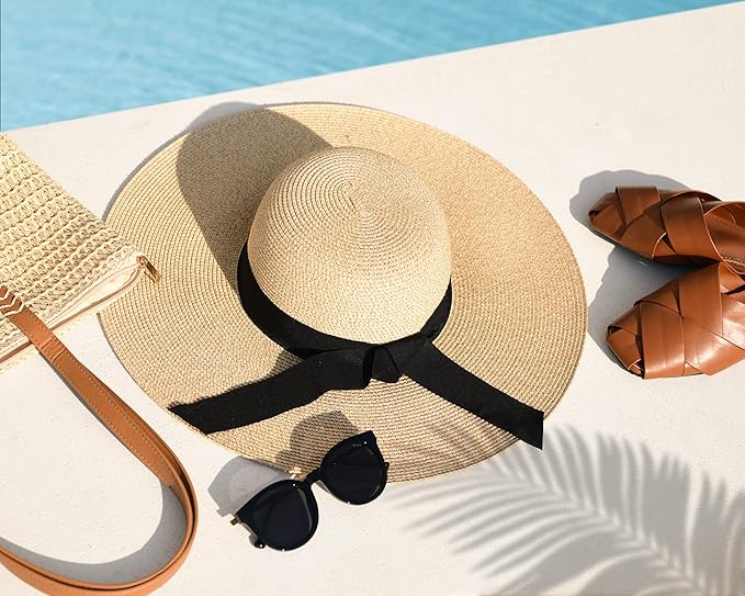 FURTALK Womens Sun Straw Hat Wide Brim UPF 80 Summer Hat Foldable Packable Floppy Beach Hats for Women