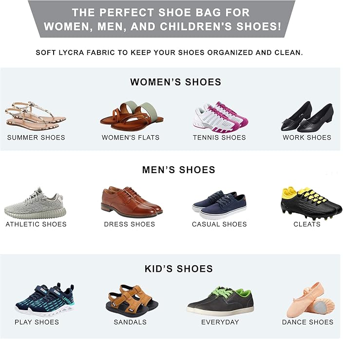 Deluxe Shoe Storage Bag | Elastic Closing –Durable Bag for Shoes | 10 Colors | MADE IN USA