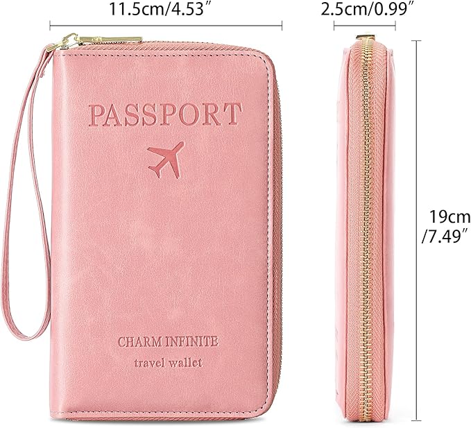Leather RFID Blocking Passport Holder Travel Wallet, Passport Cover/Travel Wallet for Women/Men with