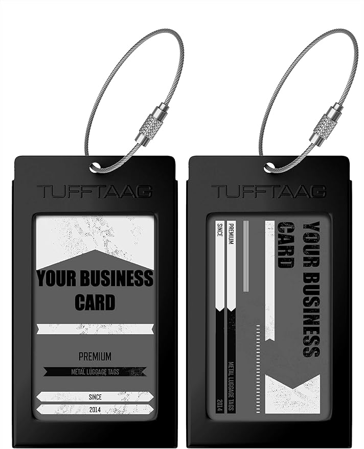 Luggage Tags Business Card Holder by TUFFTAAG - Durable Travel ID Bag Tag in Multiple Color Options, Perfect for Suitcases, Backpacks, and Carry-Ons, Easy Identification, Secure and Stylish