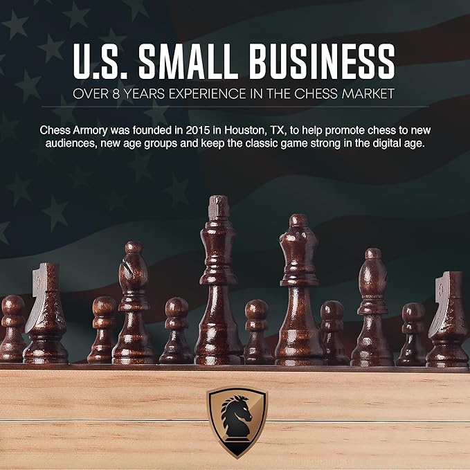 Chess Set Magnetic - Premium Wooden Board Game with a Portable Wood Case and Secure Storage for Pieces, Set for Kids and Adults (Beech Wood) - Chess Armory